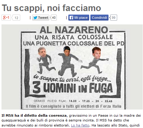 L. voto, M5S sceglie proporzionaleGrillo a Renzi: "Fuggi, noi facciamo" L. voto, M5S sceglie proporzionaleGrillo a Renzi: "Fuggi, noi facciamo"