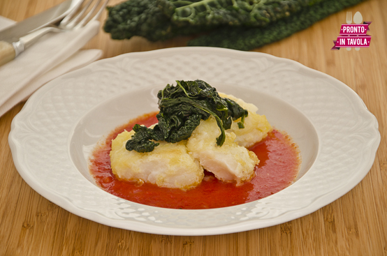 Baccalà fritto al pomodoro e cavolo nero Baccalà fritto al pomodoro e cavolo nero