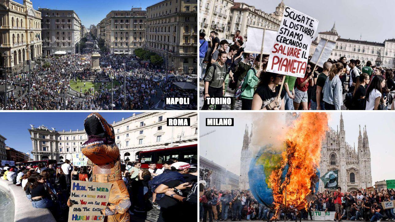 Clima, un milione di studenti riempie 180 piazze italiane: "Ci avete rotto i polmoni" | Greta: "Immagini incredibili"