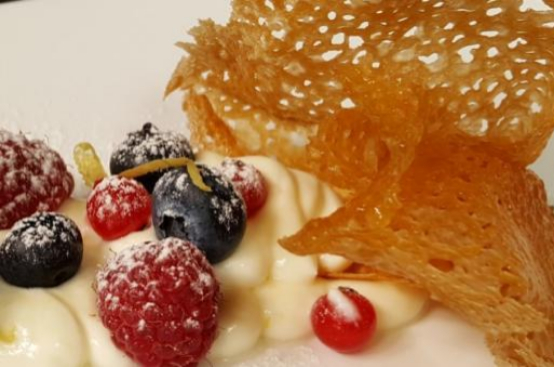 Croccantino all'arancia con tiramisù al limone Croccantino all'arancia con tiramisù al limone