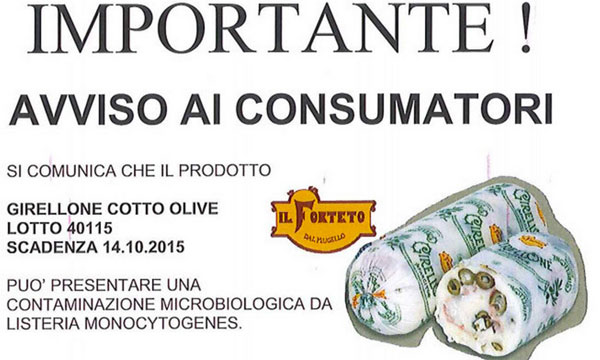 Rischio batterio, la Coop ritira dal mercato il "Girellone alle olive" Rischio batterio, la Coop ritira dal mercato il "Girellone alle olive"