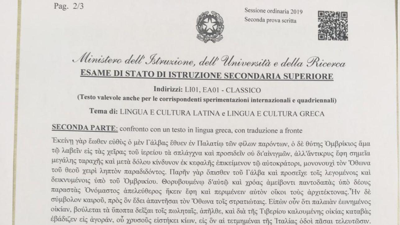 Maturità 2019, seconda prova al Liceo Classico: Tacito e Plutarco
