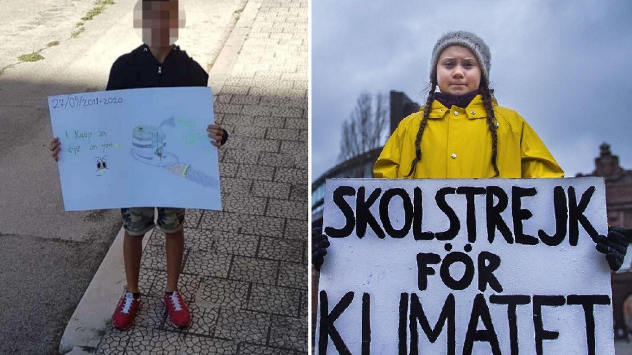 Clima, 12enne manifesta da solo in piazza nel Foggiano | Come Greta all'inizio dei "Fridays for future" 