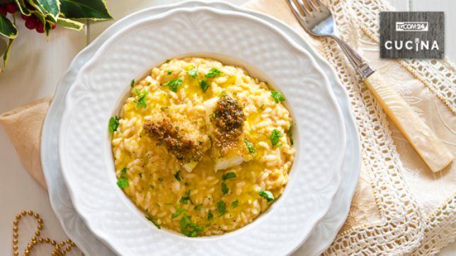 Risotto con crema di zucca e baccalà