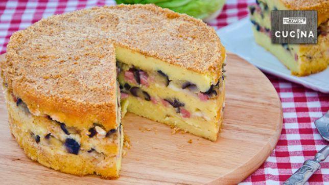 Gateau di patate con melanzane e mortadella