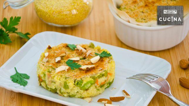 Timballini di miglio e fiori di zucca