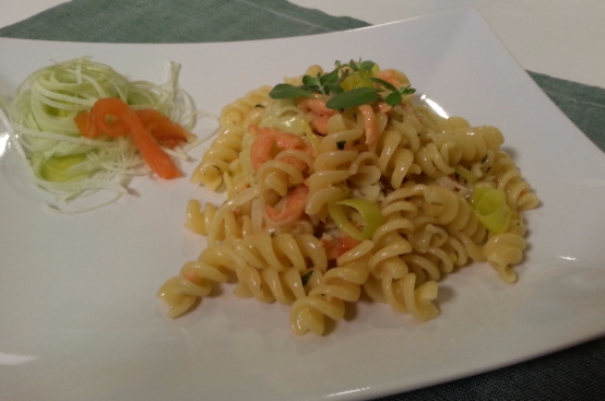 Carbonara di porri e trota Carbonara di porri e trota